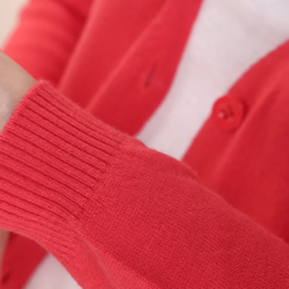 Женский Теплый однотонный кардиган с пуговицами размера плюс тонкое трикотажное