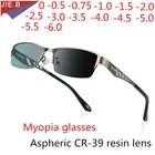 Очки для коррекции зрения для мужчин и женщин, модные ультралегкие фотохромные солнечные очки для коррекции близорукости, от 0-50-75-1,0 до-6,0