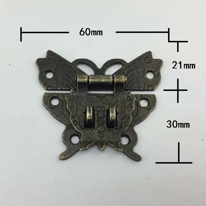 1PC Butterfly Buckle Hasp Wooden Wine Box With Lock Antique Padlock Cupboard Cabinet Sark Hardware Zinc Alloy 60*51m - купить по