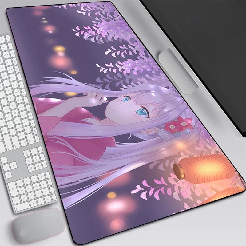

900x400/300X600mm Anime Pink Flower Hair Girl RGB Large Gaming Mouse Pad LED Lighting Mousepad Gamer Computer Desk Mat Pad