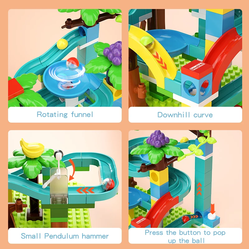 BURGKIDZ мрамор бег строительные блоки Монтессори игрушки Marble Run Воронка слайд DIY