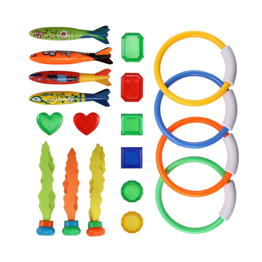 

Набор игрушек для дайвинга 19 шт., кольца для подводного плавания, забавный подарок для бассейна, Детская летняя игрушка для метательного мет...