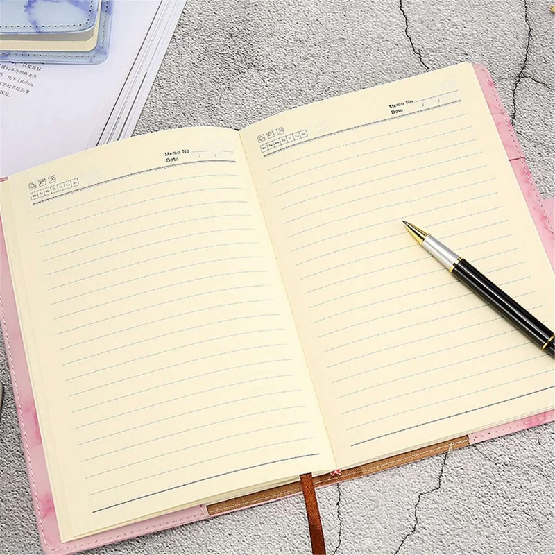 

2x A5 Marble Texture Journal Writing Notebooks with Combination Lock Personal Diary Office Notepad Agenda - Pink & Gray