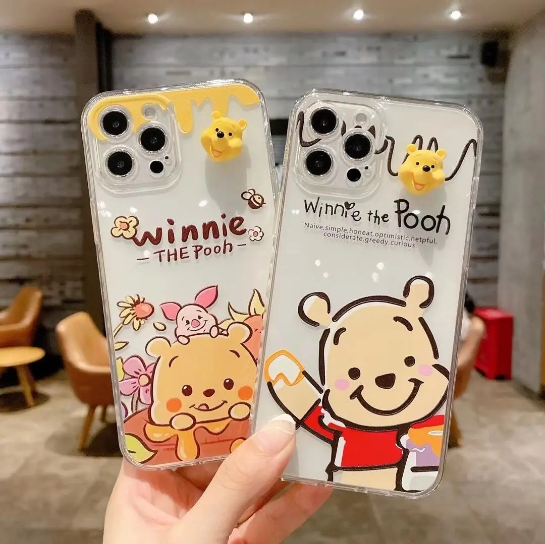 

Disney Winnie the Pooh 3D Cartoon Mobile Phone Case for iPhone 7/8 plus x/xs xr xsmax 11 pro max 12pro max Cute Cellphone Shell
