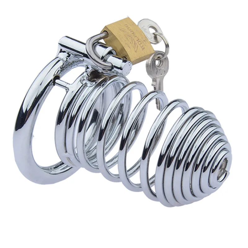 

Metal Penis Cage Cock Rings Sleeve Cbt Bondage Chastity Lock Device Sex Toys For Men Adult Erotic Male Chastity Cage BDSM CB6000