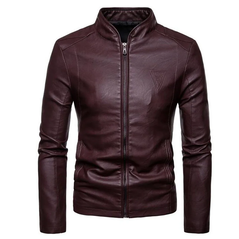 

2021 Spring And Autumn New Men's Motorcycle Jacket Leather Jacket Stand Collar Jacket Casual Jacket Motorcycle Coat