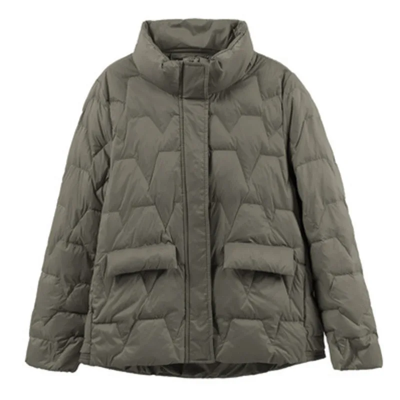 

Ultralight Winter Down Jacket Women With Feather 90% White Duck Outerwear Solid Color Fashion Loose Wave Korean Temperament