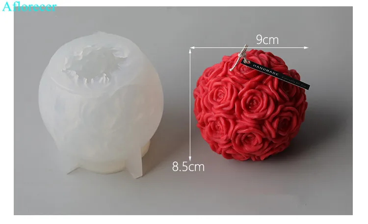 

9cm Big size Rose Flower Ball Silicone Candle Mold Cactus Mold DIY Candle Mold Aroma plaster mould DIY Gifts Home Decoration