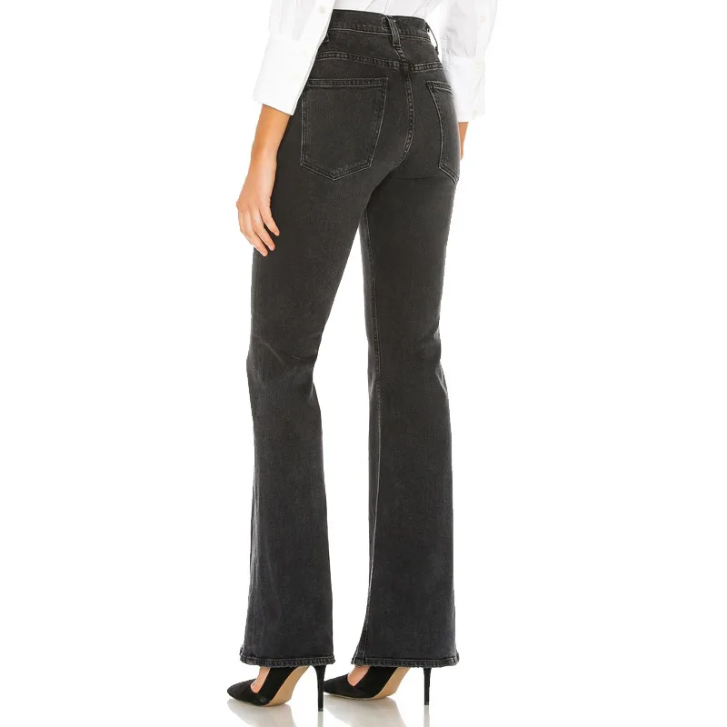 

2020 Early Autumn Trendy Brand Design Button Persionality Slim Trouser Legs Split Flared Pants Fashion Versatile Women Jeans