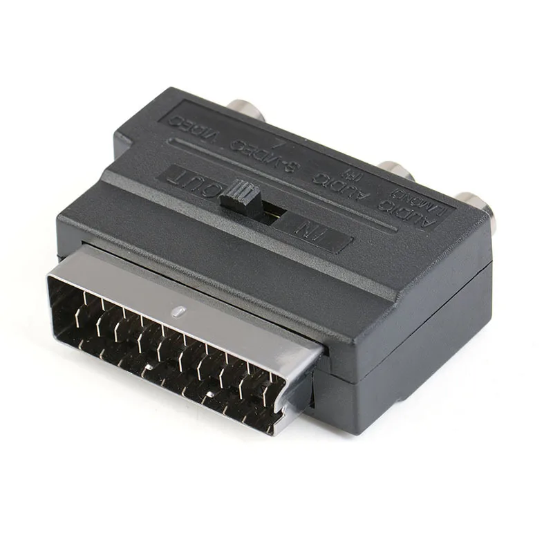 Адаптер SCART с AV-блоком на 3 RCA Phono Composite S-Video переключателем In/Out Scart адаптер SVHS для