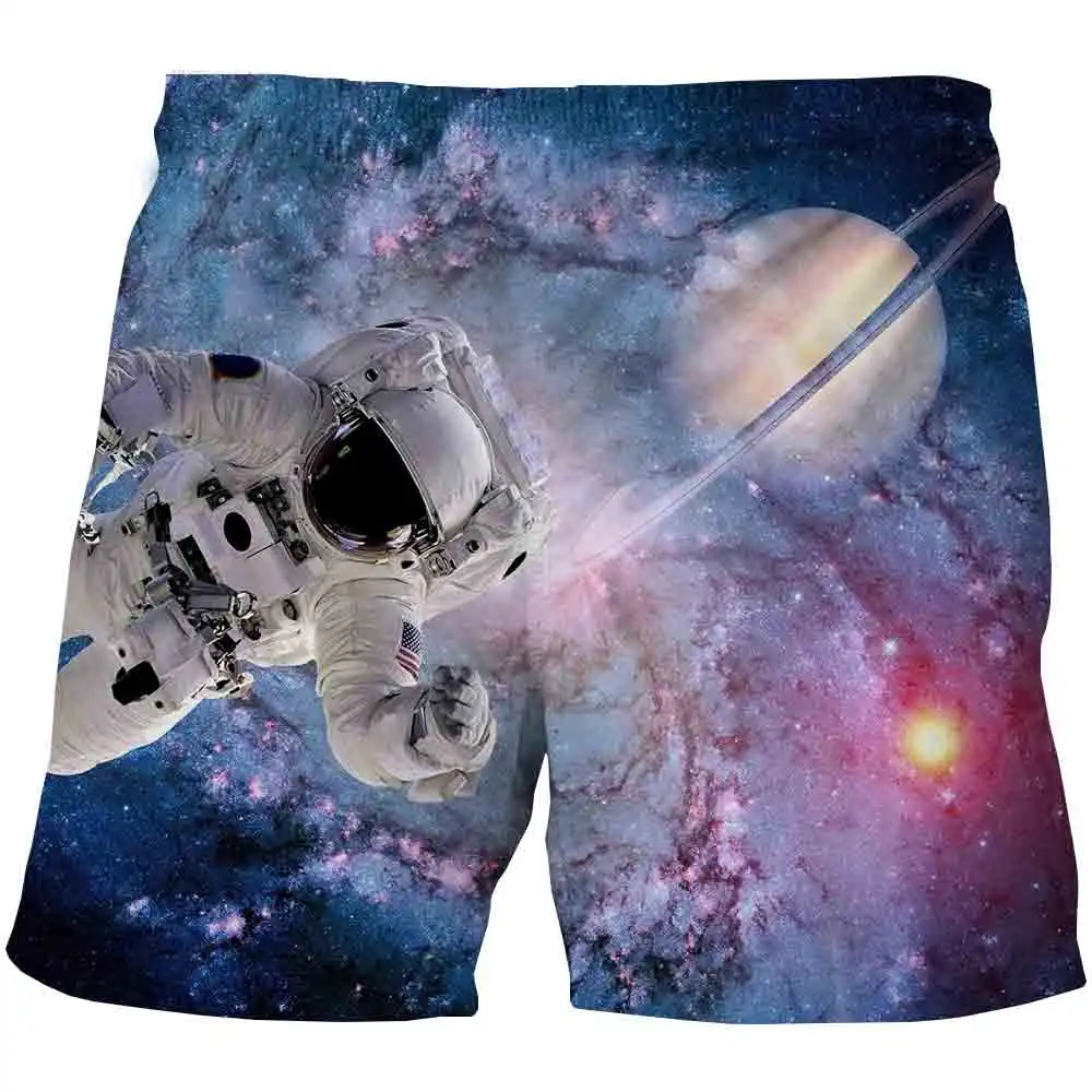 Шорты детские с 3D принтом космоса галактики астронавта Вселенной звездного неба