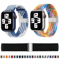 elastic buckle braided nylon strap for apple watch 44mm 38mm 40 45 41 42mm 7 6 5 4 3 2 smartwatch sports band bracelet watchband