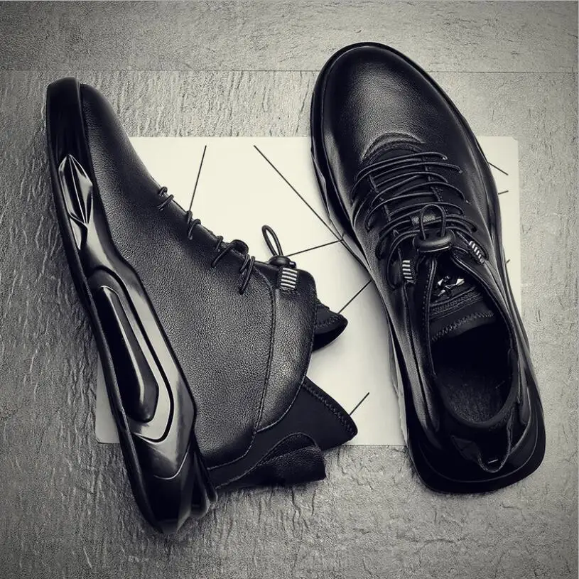 Мужская обувь на плоской подошве CS811 черная повседневная спортивная шнурках для