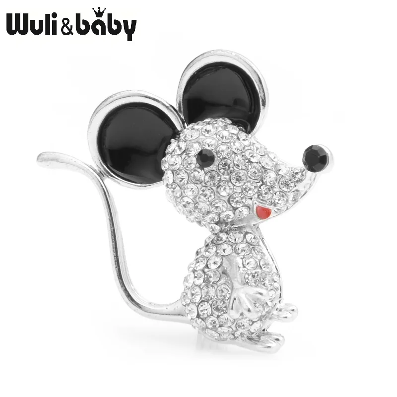 Wuli&baby, золото, серебро, стразы, мышь, крыса, броши для женщин, сплав, эмаль, животное, Повседневная брошь для вечеринки, булавки, подарки на год