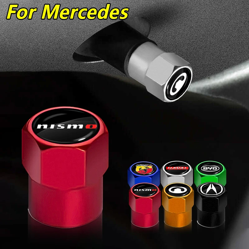 

4pcs Car Tire Valve Caps Hex Valve Cover For Mercedess Benzs W203 W204 W205 W210 W211 W212 W213 W169 W177 V177 W247 W176 W166