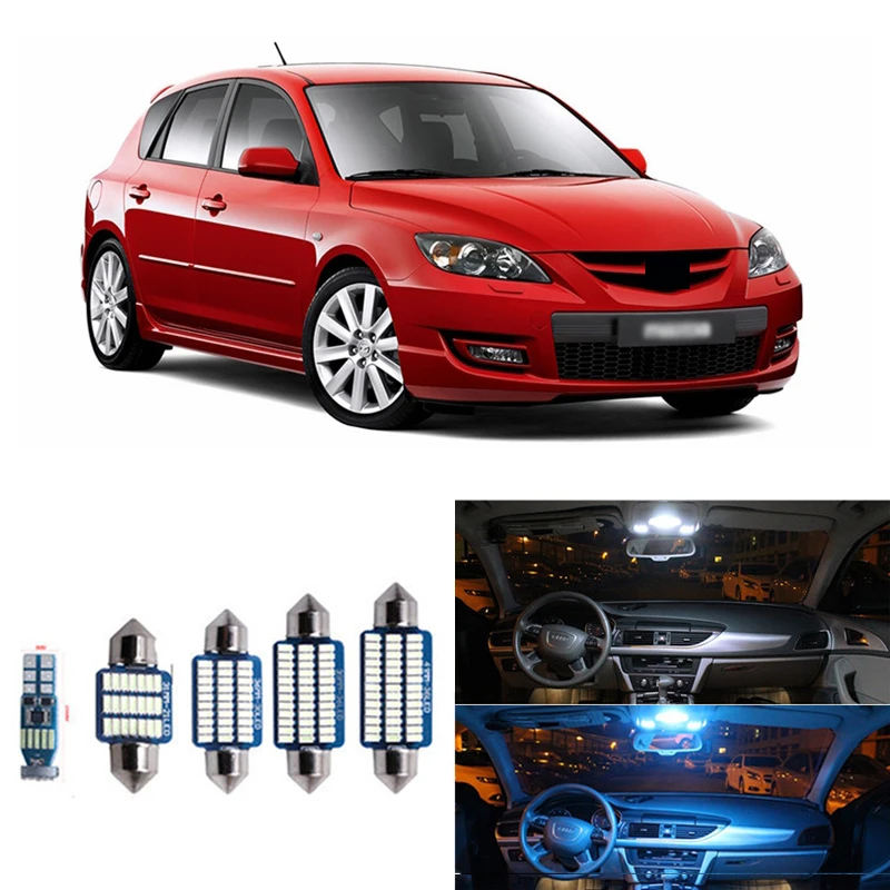 8 шт. нет ошибок Шина CAN светодиод лампочки интерьер посылка комплект для Mazda 3 2004 2005 2006 2007 2008 2009 Карта Купол Лицензия плиты света
