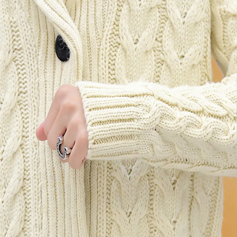 

Men's Turn-down Collar Cotton Cardigan Autumn Winter Comfortable Thick Long Sleeve Warm Jackets Knitted Casual Male Sweater Pull