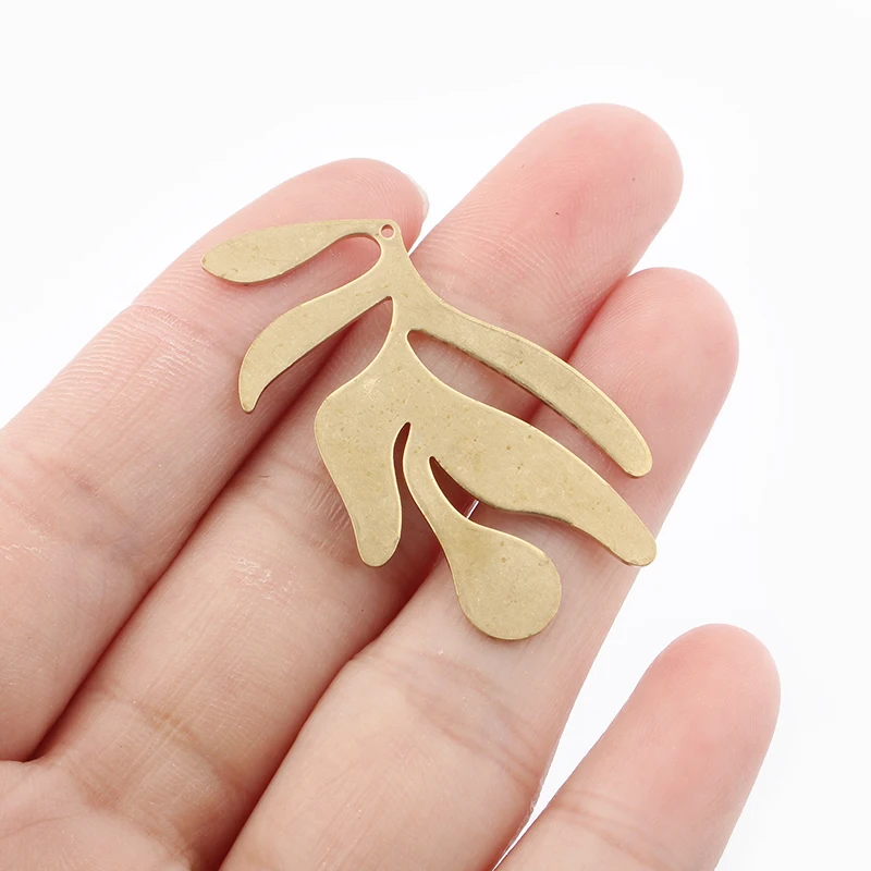 

10pcs/set Raw Brass Charms Elegant Abstract Leaf Pendant Accessories For DIY Women Earring Necklace Jewelry Making Supplies