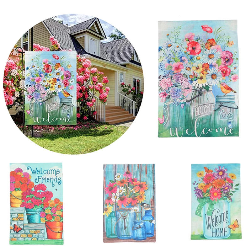 

Burlap Garden Flag Welcome Sign Flags and Banners Garden Decoration Animal House Flags Home Decoration