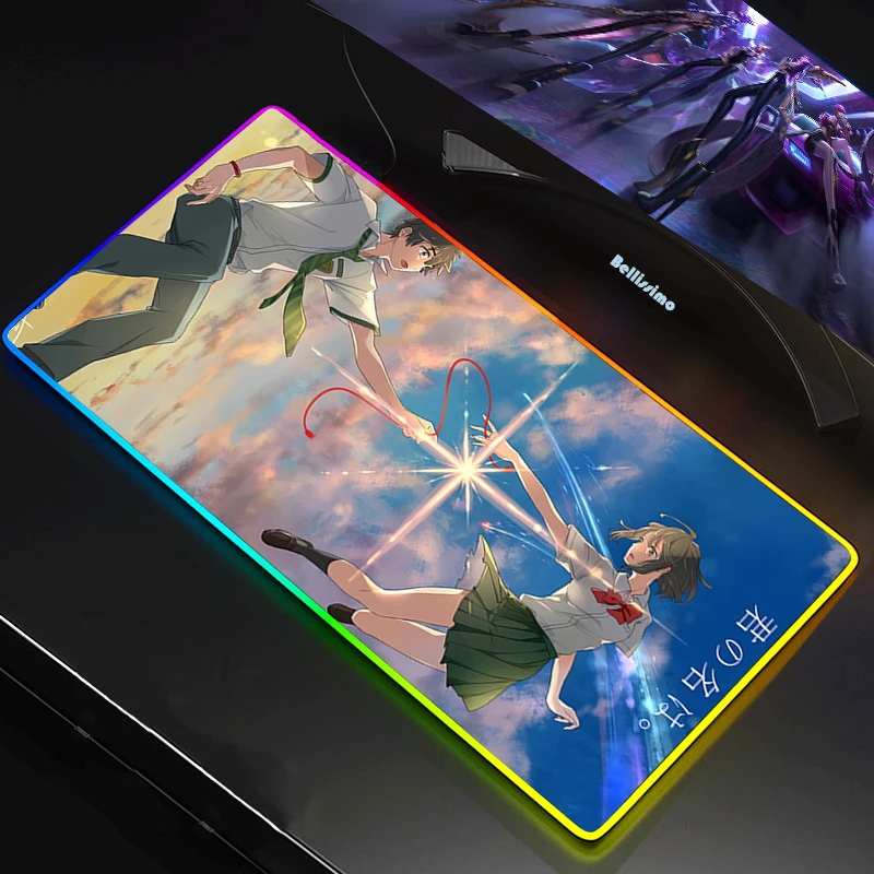 

RGB LED XXL Mousepad Gamer 90x40CM Gaming Mouse Pad Large Anime Notebook PC Accessories Laptop Padmouse Ergonomic Mat Your Name