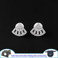 s925 sterling silver earrings flamenco stud earrings white silver new fan shaped earrings female elegant banquet luxury jewelry
