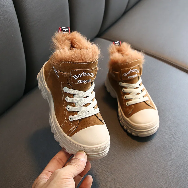 Ботинки для мальчиков Новинка Зима 2019 модные короткие ботинки средней длины с