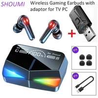 shoumi gaming earbuds bluetooth tws true wireless type c headset stereo gamer earbud usb adaptor with microphone for phone tv pc