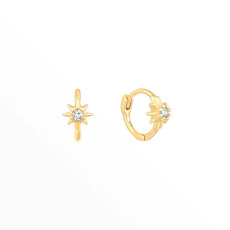 

ROXI Copper Small Zircon Crystals Rivets Anise Star Hoop Earrings for Women Girls Summer Jewelry Earring Huggie Earrings Brincos