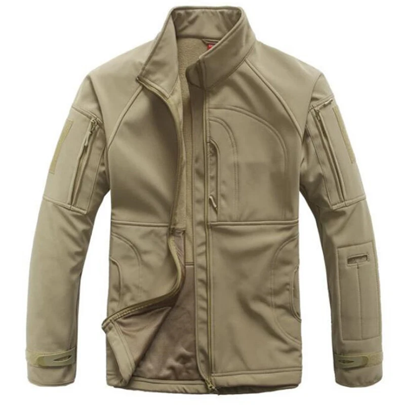 Мужская водонепроницаемая флисовая куртка в стиле милитари из мягкой шкуры