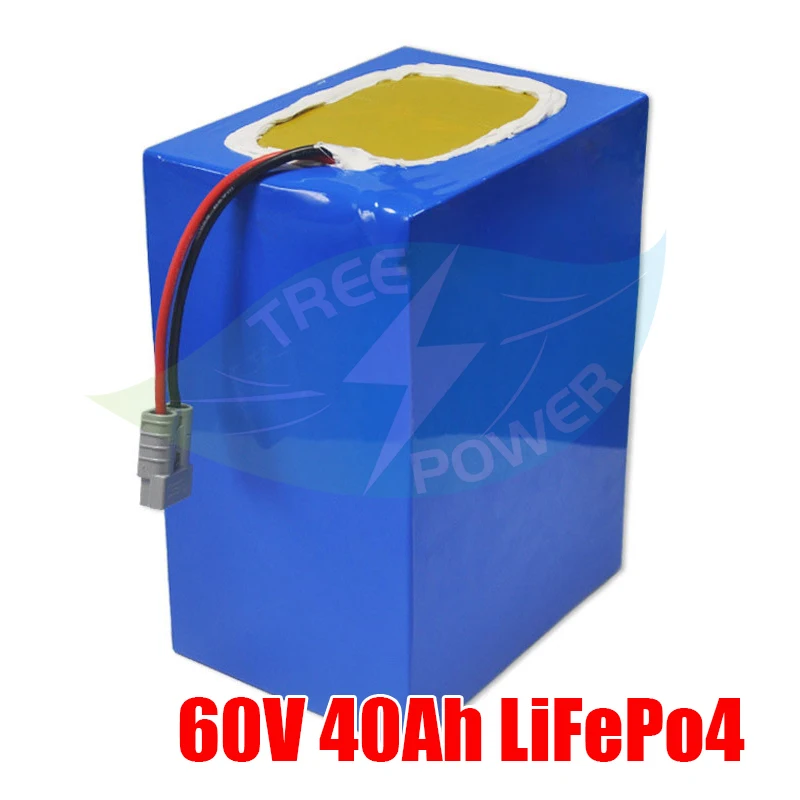 

60V 40Ah LiFePO4 lithium battery pack with BMS for 3000W 2500W motorcycle emergency power supply power tools tricycle+5A Charger