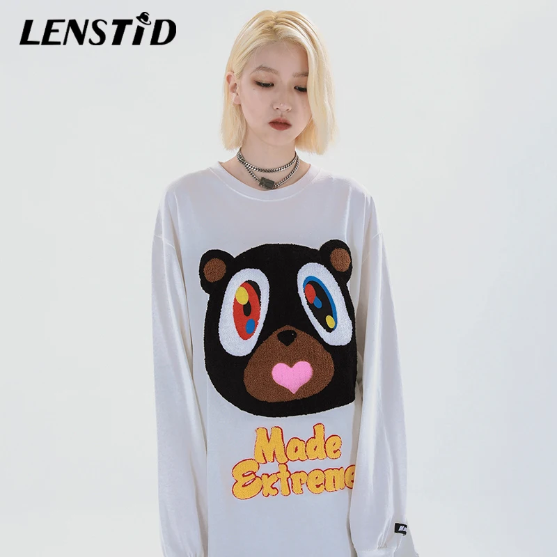 Футболка LENSTID мужская оверсайз в стиле хип-хоп уличная одежда Харадзюку с