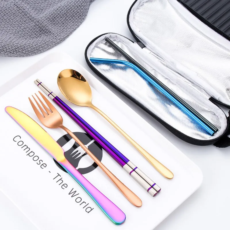 Бытовой набор столовых приборов из Нержавеющей Стали Портативная уникальная
