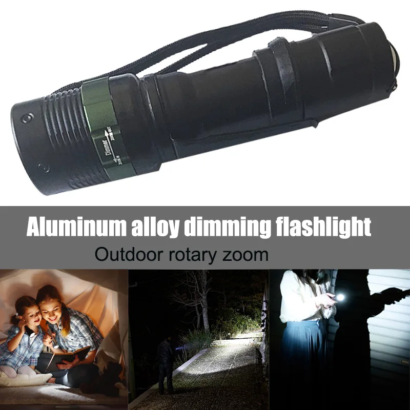 

3W LED Flashlight Torch Light Lamp for Outdoor Camping Hiking Rotating Aluminum Alloy Dimming EDF88