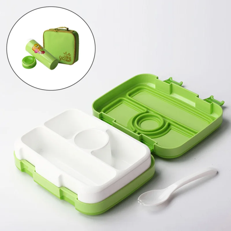 Green4 compartment MICCK микроволновая печь Коробки для обедов для детей стильная футболка с изображением персонажей видеоигр бенто ланч бокс с посуда чашки Еда контейнер школьная 4/5 отсек снэк-Кухня - Цвет: Green4 compartment