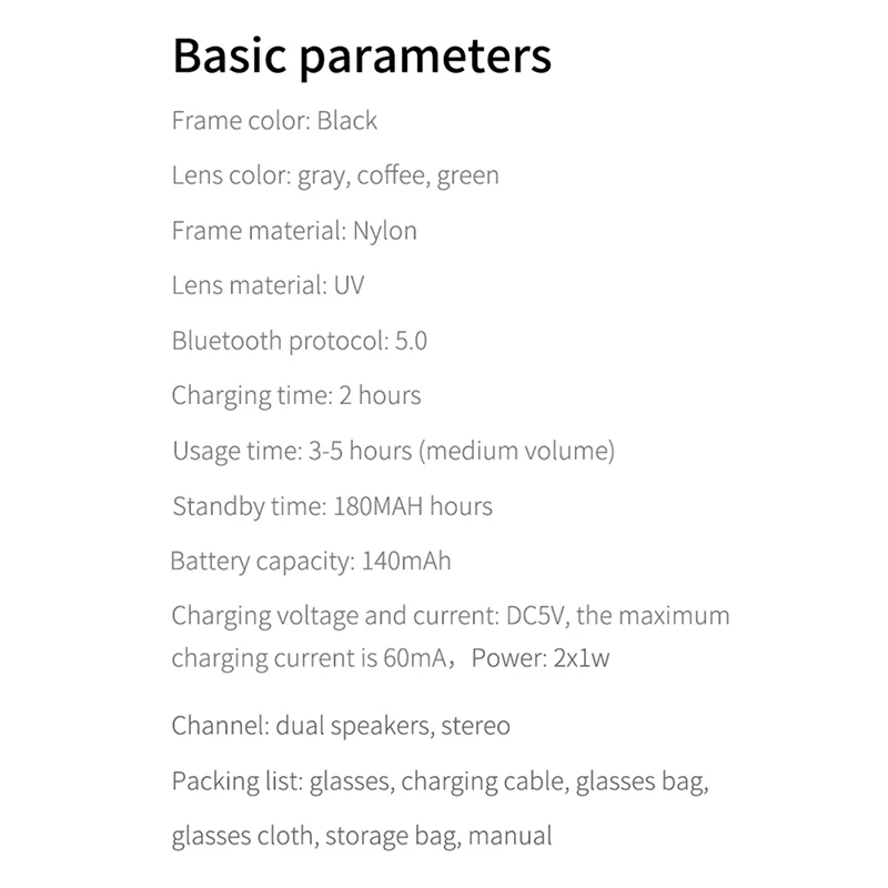 

Smart Audio Glasses Bluetooth 5.0 Anti-blue Light Open Earbud Speaker Sunglasses Clear Durable Compatible Comfortable