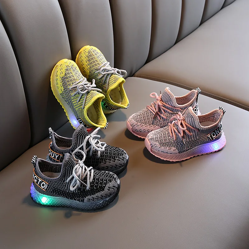 2020 дышащая обувь детская для маленьких девочек мальчиков светодиодный