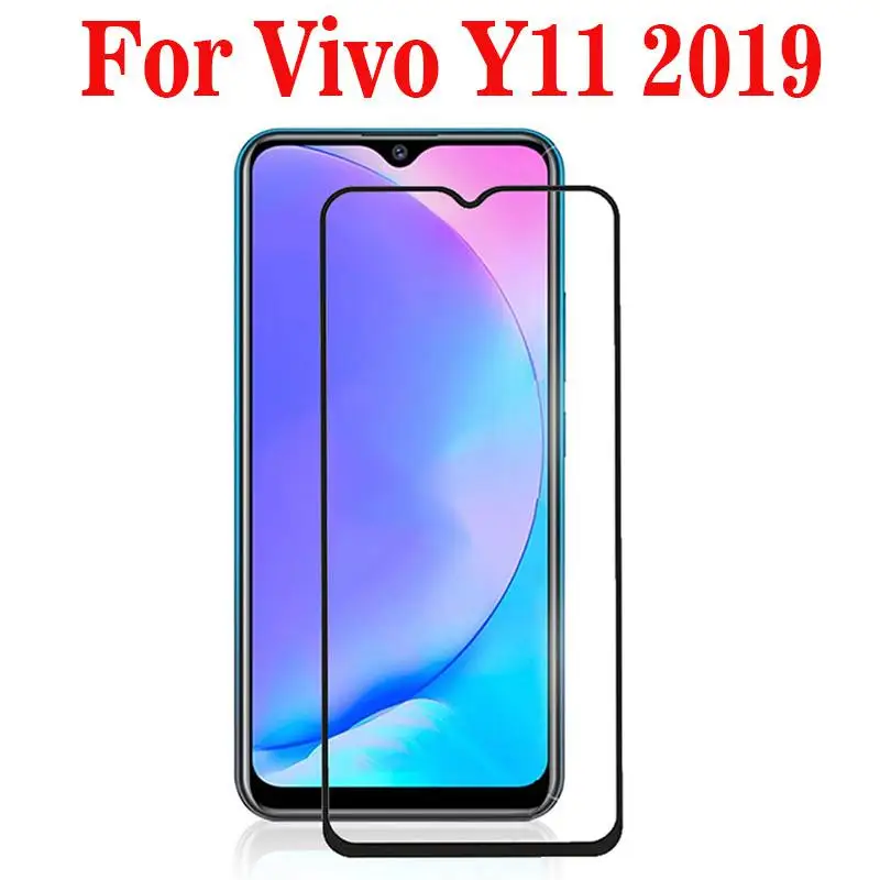 Закаленное 3d стекло с полным покрытием клея для Vivo Y11 2019 2 шт. полноэкранная