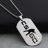 10pcs go counter strike logo symbol necklace round global offensive necklace stainless steel anime game cs logo necklace jewelry