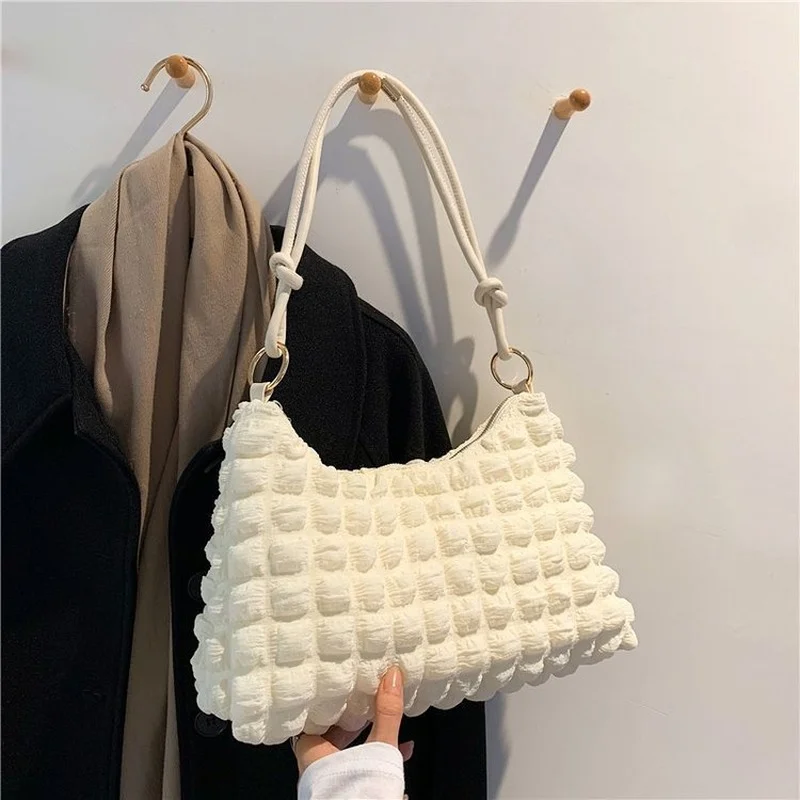 

Fashion Simple Small Bag Female New Trend Korean Style Folds Underarm Bag Simple Shoulder Bag