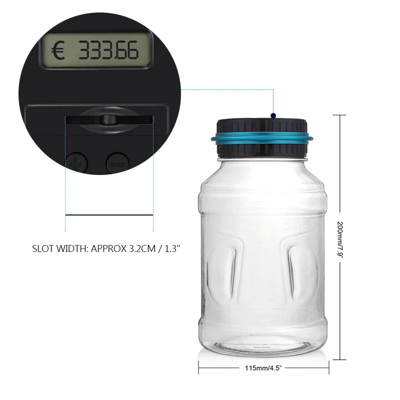 Горячее предложение 1.5l Копилка счетчик монет электронный цифровой ЖК дисплей