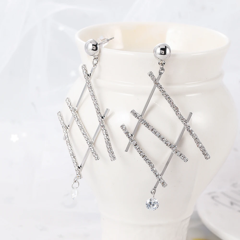 

WYBU Copper Overlapping Irregular Drop Earring For Women Geomatric Mark # Cross Earring CZ Bling Ball Pendant Hangle Earrings