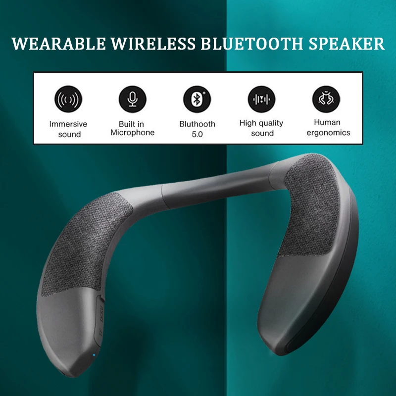 

Беспроводной Bluetooth шейный динамик Портативный носимый объемный динамик с микрофоном бас HIFI шейный динамик для улицы дома