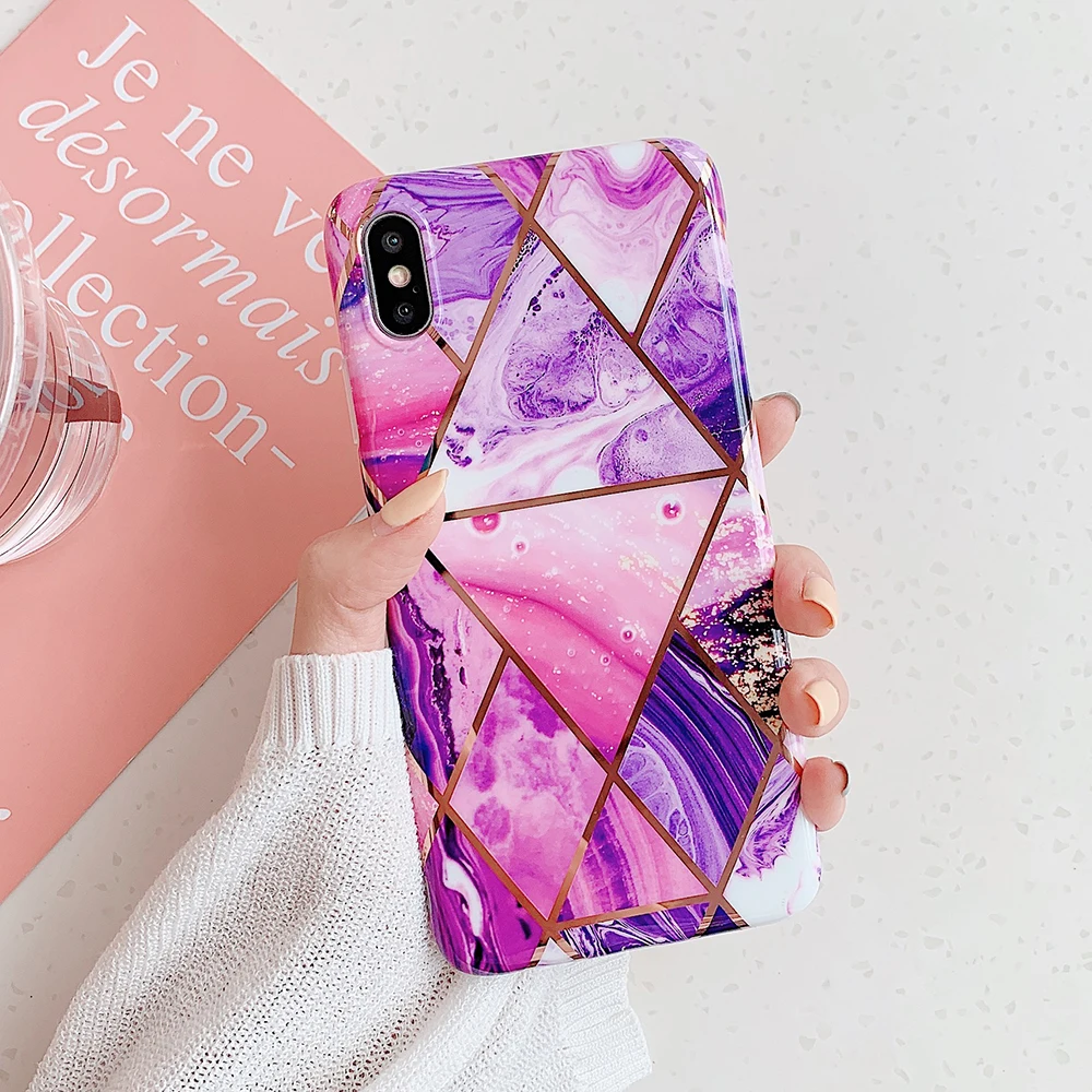 Чехлы для телефонов LOVECOM с геометрическим мраморным узором iPhone 11 Pro Max XR XS 6 6S 7 8 Plus X