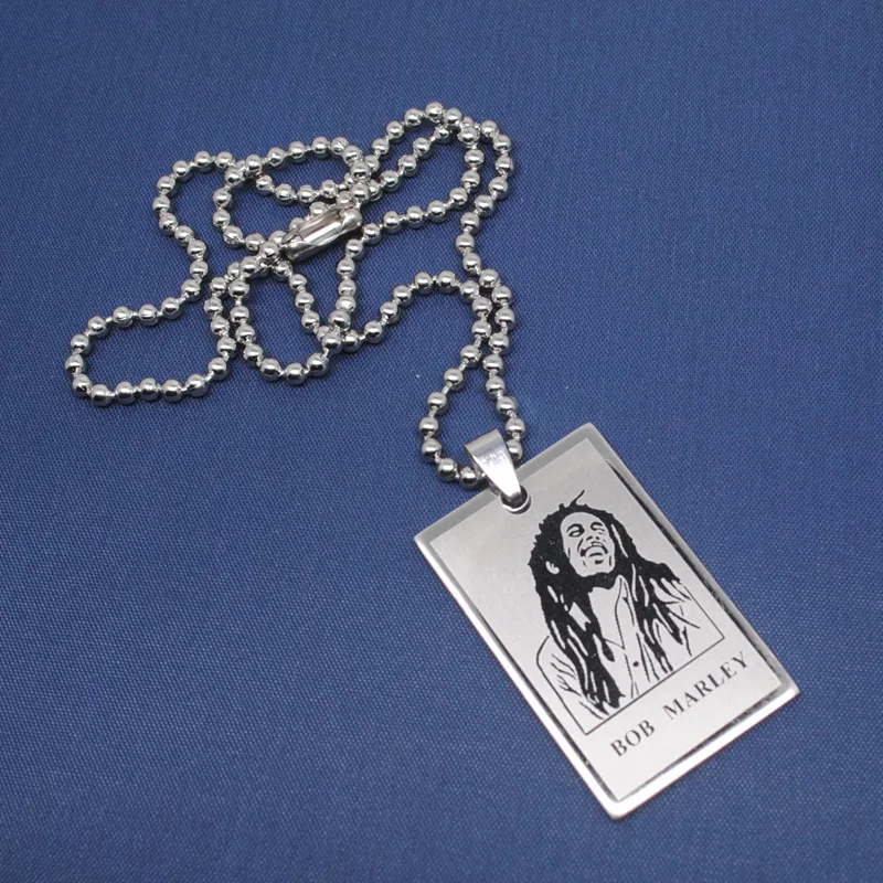 Нержавеющая сталь Боб Марли Ожерелье Портрет Регги Музыка суперзвезда фигура