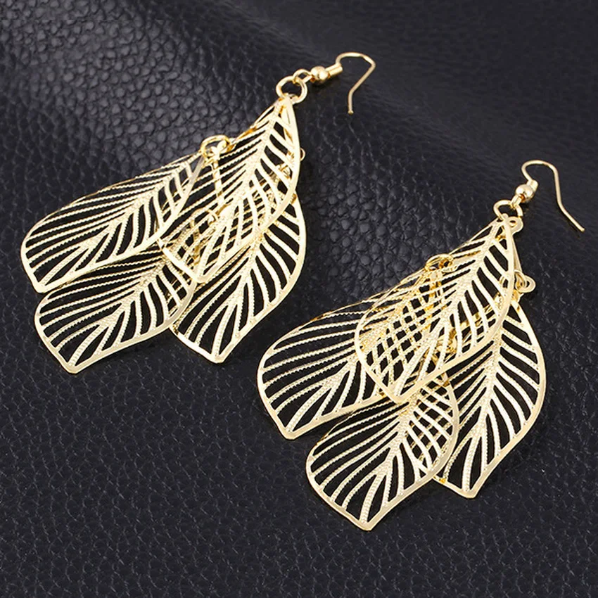 

Fashion Hollow Leaf Alloy Big Dangle Earrings for Women Girl 2020 Vintage Punk Gold Color Drop Earrings Metal Statement Jewelry