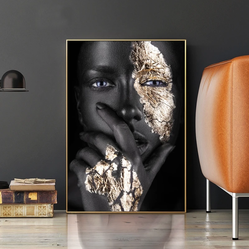 Африканское искусство черно-золотые женщины картины маслом на холсте