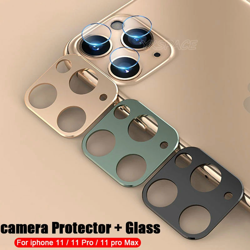 2Sets Titanium Alloy Metal Ring + Tempered Glass Film Rear len Protector For iPhone 11 Pro Max 11pro 3D Back Camera Lens Cover