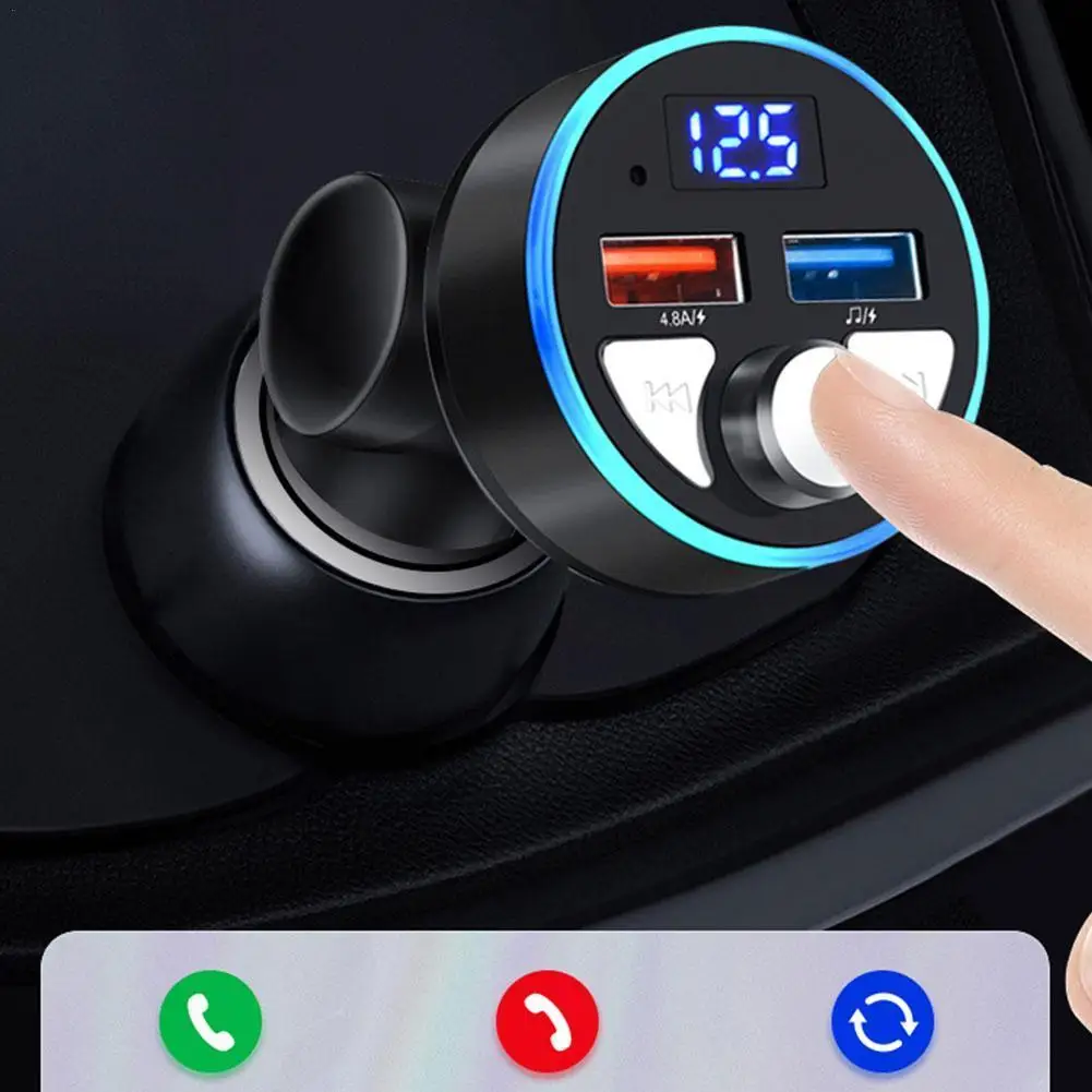 

Car FM Transmitter Bluetooth Fast Charging Car Charger Hands Free Audio Receiver Car MP3 Player Dual USB LED Voltmeter