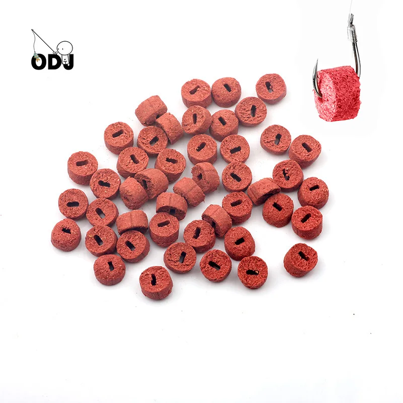 

ODJ 100pcs Red Carp Fishing Hollow Bait Grass Carp Baits Fishing Baits Lure Formula Insect Particle Boilie Pellets Hook Up
