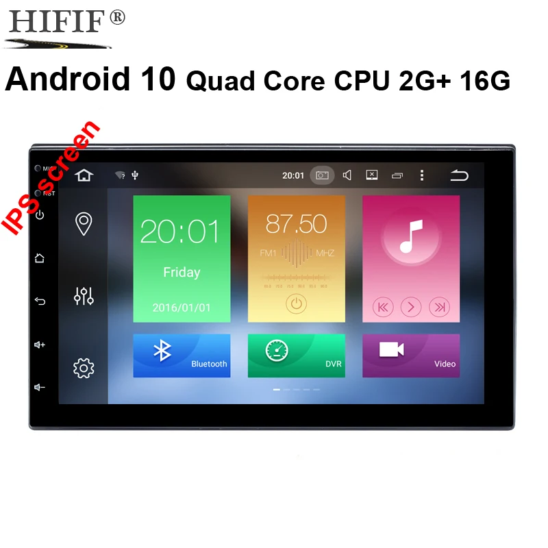 Универсальный автомобильный радиоприемник 4 ядра ОЗУ 2 Гб ПЗУ 16 ГБ Android 10 с GPS Wi-Fi